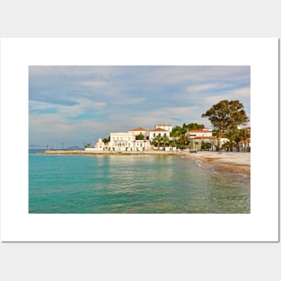 Traditional houses in the town of Spetses island, Greece Posters and Art